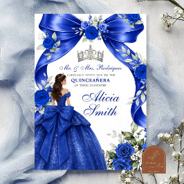 Navyblå slinga Coquette prinsessa Quinceanera Inbj Inbjudningar