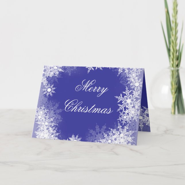 Navyblå Snöflinga Jul Helgkort (Framsida)