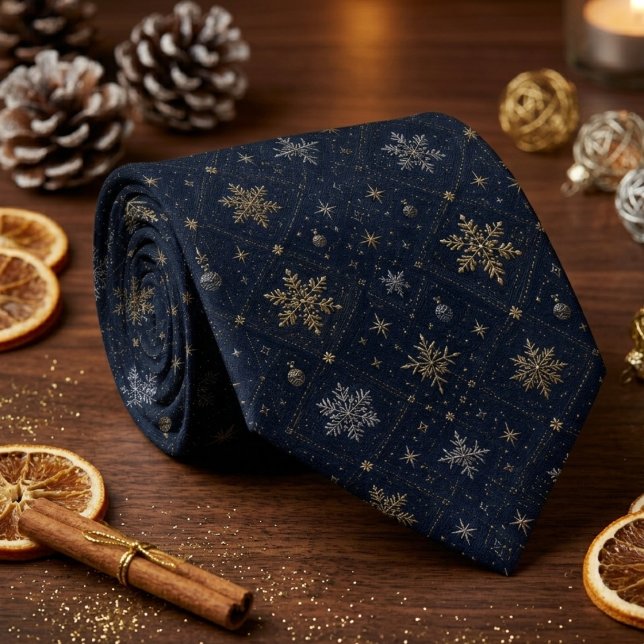 Navyblå Snöflinga Lyx Vinter Semester Slips (Skapare uppladdad)