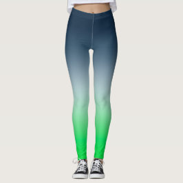 Navyblå till grön gradient modern ombre atletisk leggings