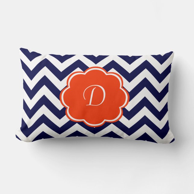 Navyblå Tjechov Monogram Lumbarkudde (Framsida)