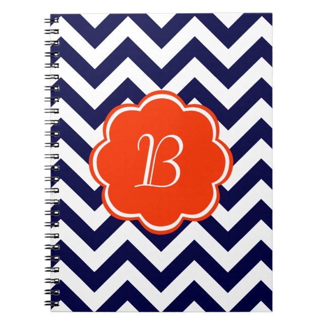 Navyblå Tjejdrottsmonogram Anteckningsbok Med Spiral (Framsidan)