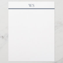 Navyblå tvärstrecksmonogram brevpapper