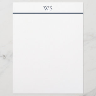 Navyblå tvärstrecksmonogram brevpapper