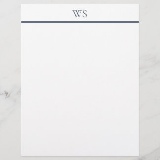Navyblå tvärstrecksmonogram brevpapper