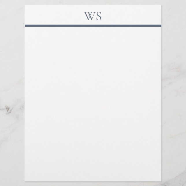 Navyblå tvärstrecksmonogram brevpapper (Framsida)