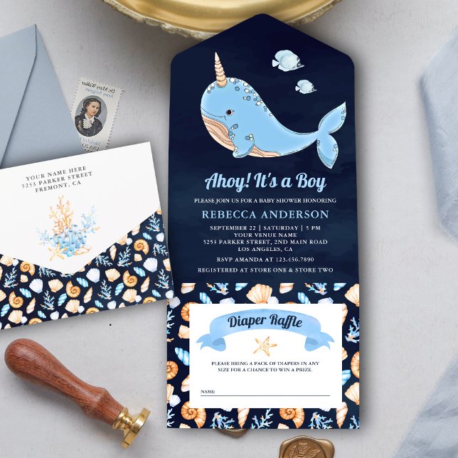 Navyblå under havet Narval Baby Shower (Skapare uppladdad)