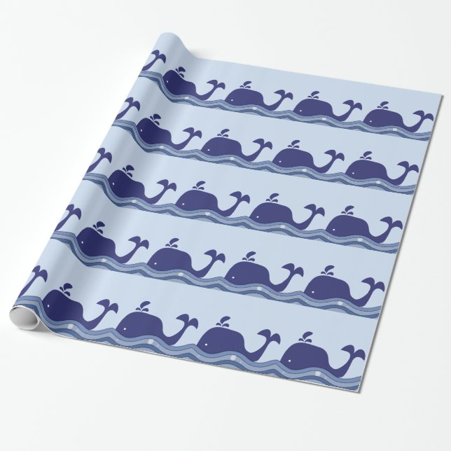 Navyblå valsbabyshower presentpapper (Utrullad)