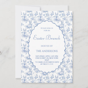 Navyblå Vintage Toile Påskbrunch Inbjudningar