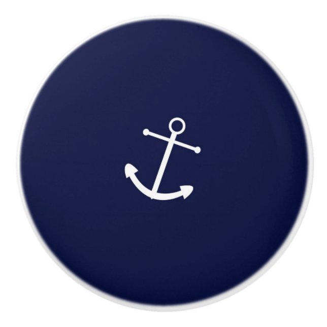 Navyblå & Vit Ankare Marin Byråskåp Knopp (Framsidan)