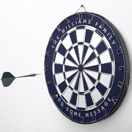 Navyblå vit klassisk anpassad familjenamn meddelan darttavla
