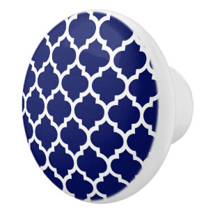 Navyblå vit marockansk quatrefoil-mönster #5 knopp