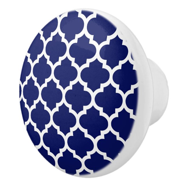 Navyblå vit marockansk quatrefoil-mönster #5 knopp (Höger)