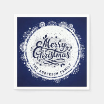 Navyblå & Vit Minimal Elegant God Jul