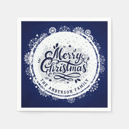 Navyblå & Vit Minimal Elegant God Jul Pappersservett