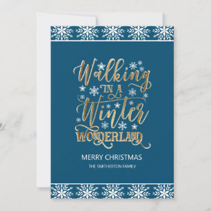 Navyblå vita snöflingor Guld God Jul Inbjudningar