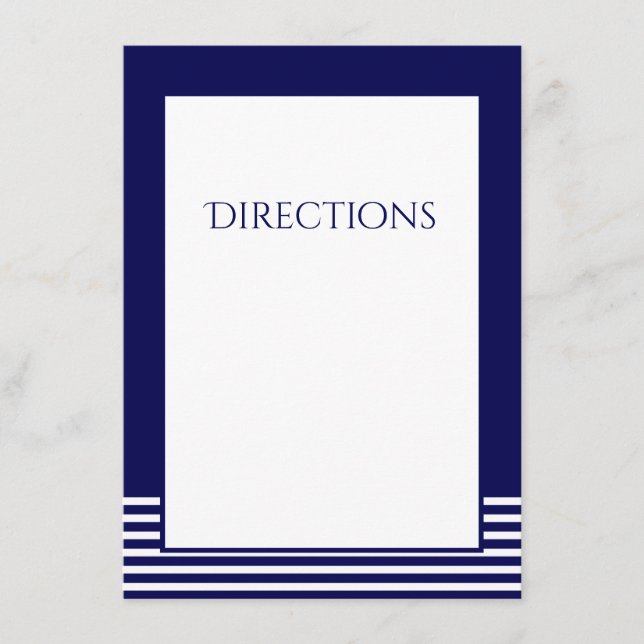 Navyblå & Vitrandig - Införande Kort för Bröllop (Framsida)