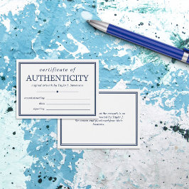 Navyblå Vitt Äkthetscertifikat Visitkort