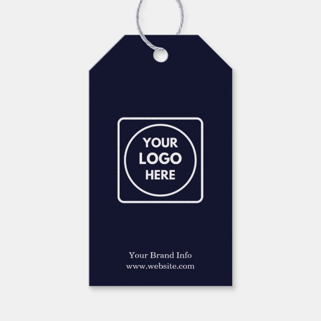 Navyblått logotyp | Anpassad professionell varumär Presentetikett (Framsidan)