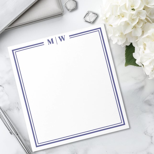 Navyblått Monogram Anteckningsblock (Navy Blue Monogram Notepad)