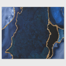 Navyblått och guld falskt glitter agat presentpapper