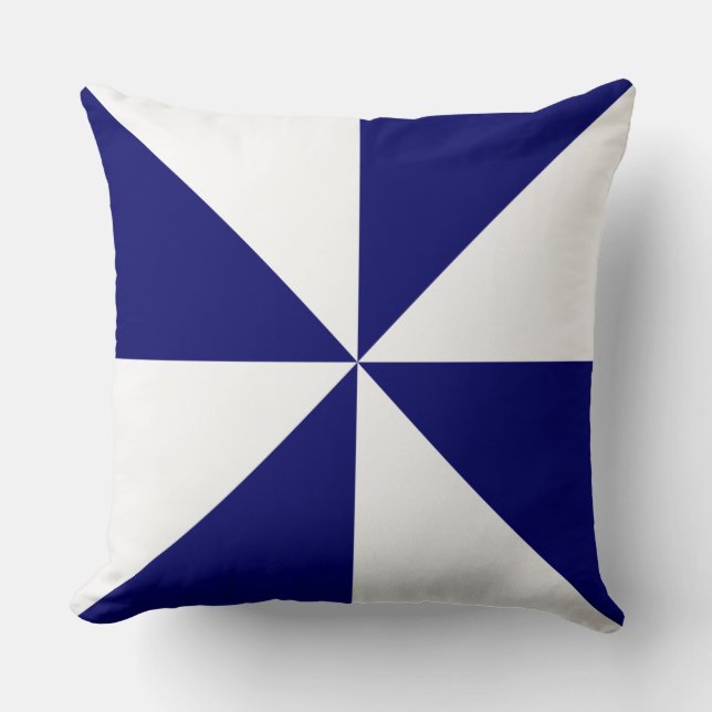 Navyblått och Vitt Pinwheel Kudde (Framsida)