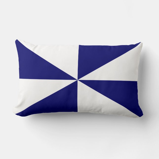 Navyblått och Vitt Pinwheel Lumbarkudde (Framsida)
