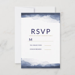Navyblått vattenfärg Modern Chic bröllop RSVP OSA Kort