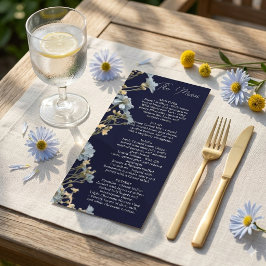 NavyFloral Bröllopsmeny, Minimalistisk Meny, Elega Meny