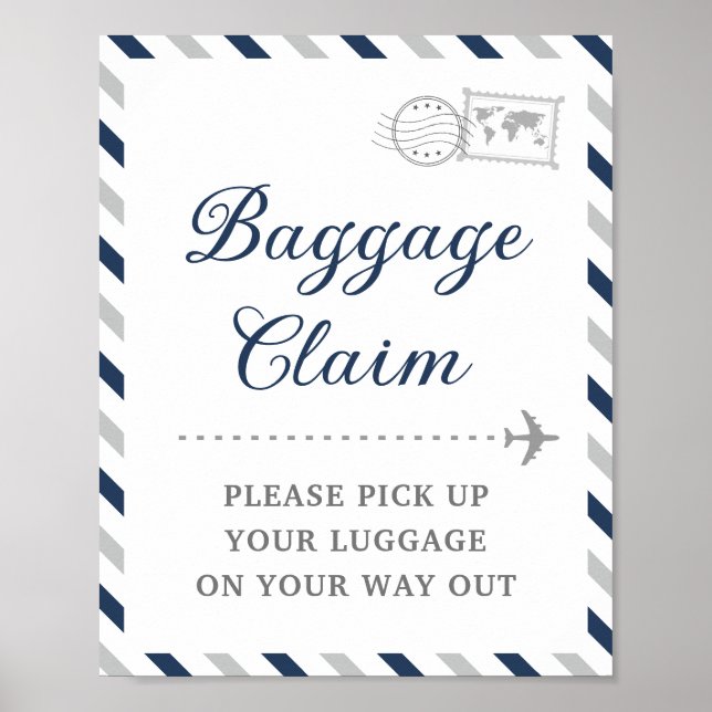 Navygrå bagagekvitto resor flygbolag förmån bord poster (Framsidan)