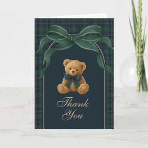 Navygrön Polotröja Teddybjörn Pojke Babyshower Vik Tack Kort