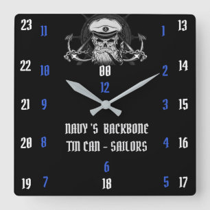 NAVY'S BACKBONE TIN KAN - SAILOR FYRKANTIG KLOCKA