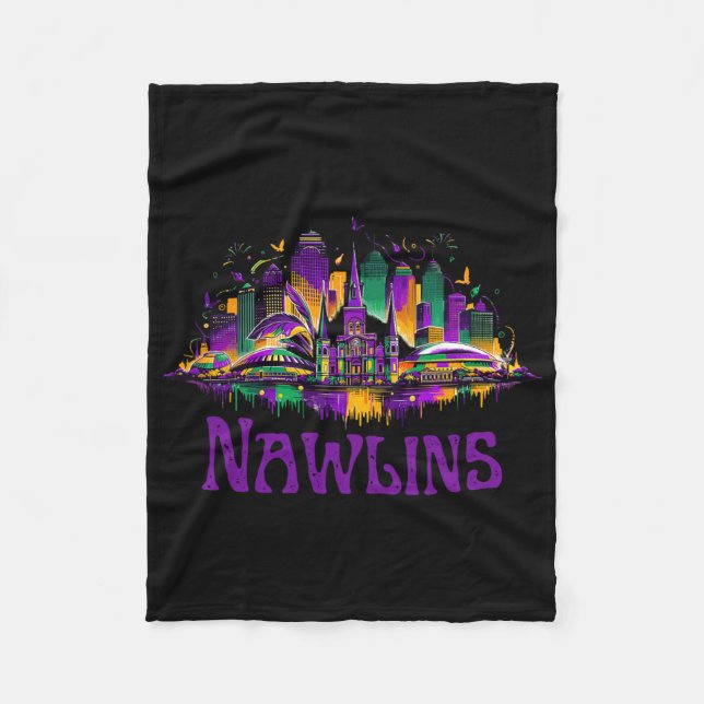 Nawlins New Orleans Cityscape Mardi-gras Souvenir  Fleecefilt (Framsidan)