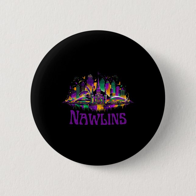 Nawlins New Orleans Cityscape Mardi-gras Souvenir  Knapp (Framsida)