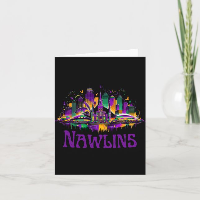 Nawlins New Orleans Cityscape Mardi-gras Souvenir  Kort (Framsida)