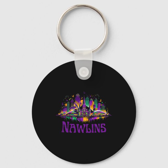 Nawlins New Orleans Cityscape Mardi-gras Souvenir  Nyckelring (Framsida)