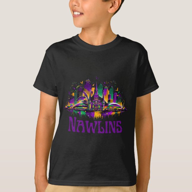 Nawlins New Orleans Cityscape Mardi-gras Souvenir  T Shirt (Framsida)