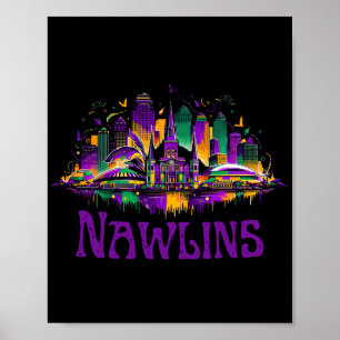 Nawlins New Orleans stadsbild Mardi-gras souvenir Poster