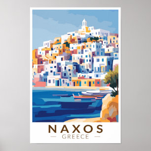 Naxos Greece Illustration Travel Art Vintage Poster