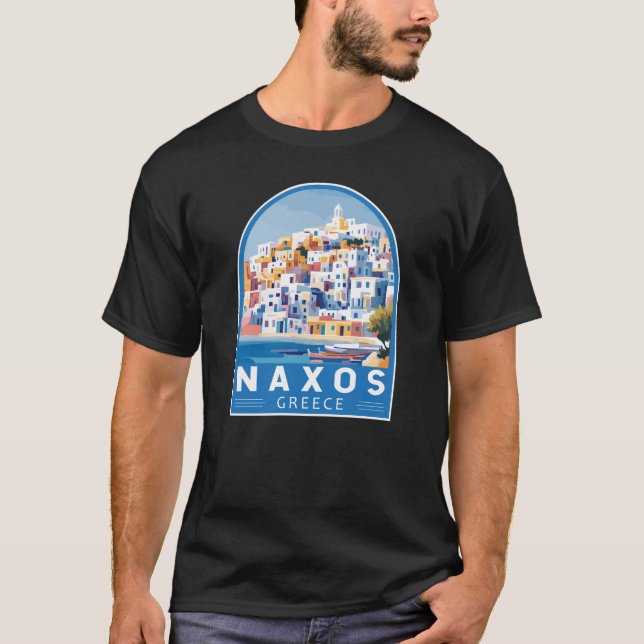 Naxos Greece Illustration Travel Art Vintage T Shirt (Framsida)