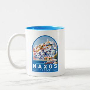 Naxos Greece Illustration Travel Art Vintage Två-Tonad Mugg