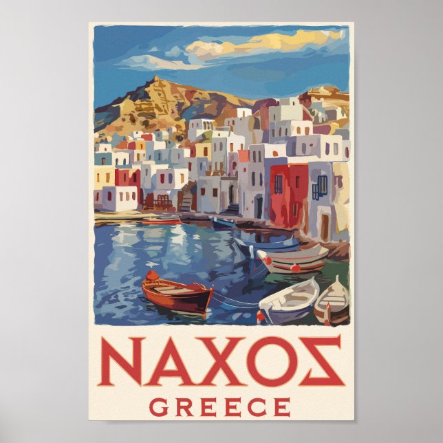 Naxos Greece Painterly Travel Art Vintage Poster (Framsidan)
