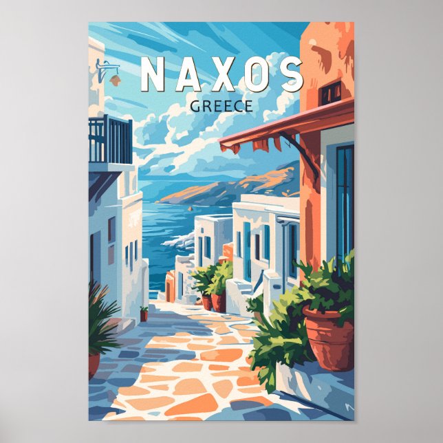 Naxos Greece Travel Art Vintage Poster (Framsidan)