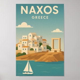 Naxos Greece Vibrant minimalist Poster