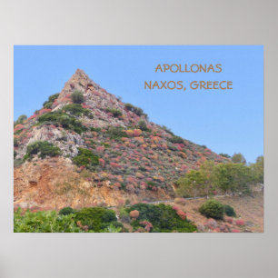 Naxos, Grekland/ färgad vegetation på bergssidan Poster