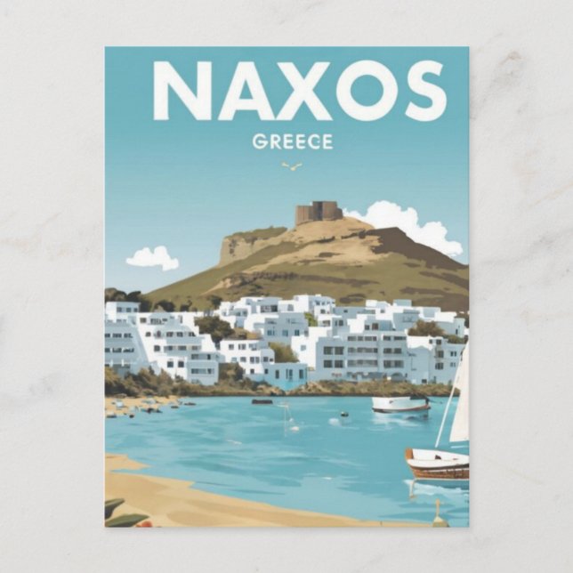 Naxos Grekland Strand Resa Vykort (Framsida)