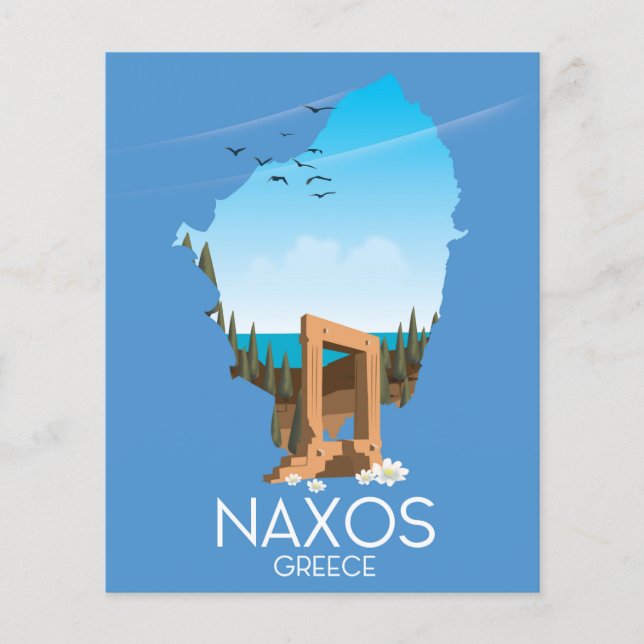 Naxos karta grekisk resa affisch. (Framsida)