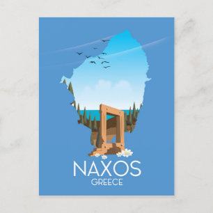 Naxos karta grekisk resa affisch. vykort