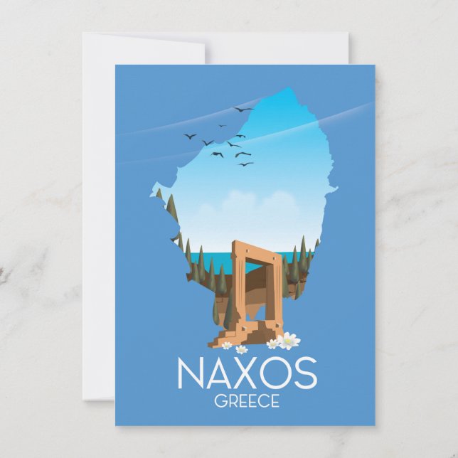 Naxos karta grekisk reseposter. inbjudningar (Baksida)