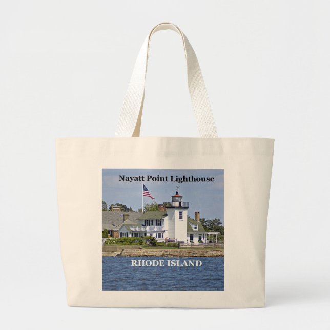 Nayatt Point Lighthouse, Rhode island Tote Bag Jumbo Tygkasse (Framsidan)